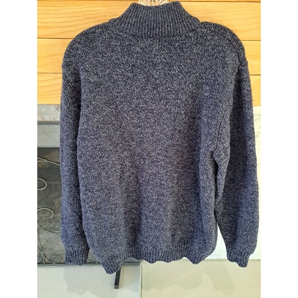 Vtg L.L. Bean Mens Navy 100% Lambs Wool Full-Zip Sweater L-Reg 90's Academia - Picture 6 of 11